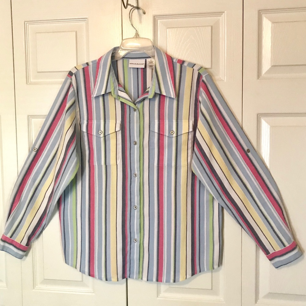 Alfred Dunner Convertible Button Down Shirt Sz L